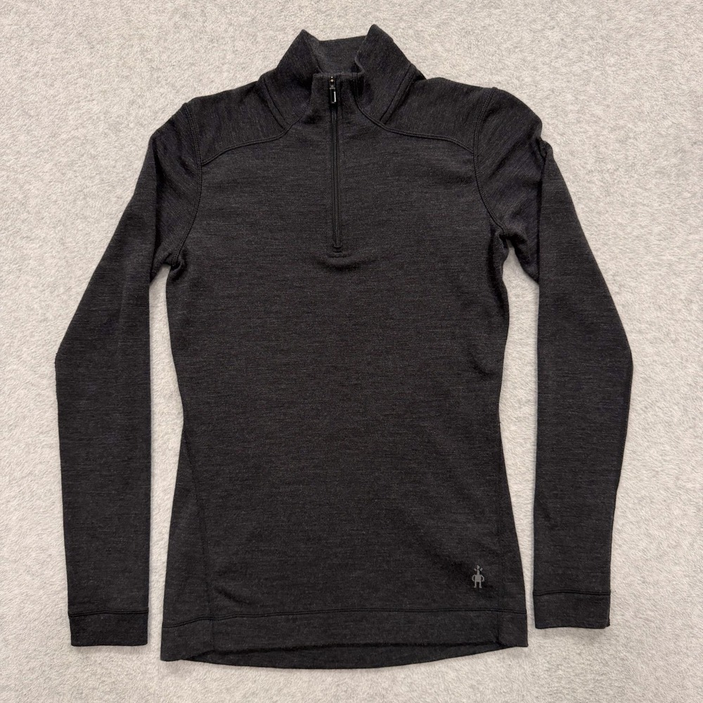 Smartwool Shirt Womens M Grey Merino 250 Base Layer 1/4 Zip Long Sleeve Pullover